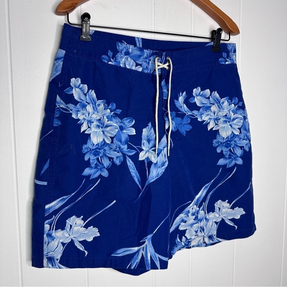 Vintage Polo Ralph Lauren Blue Floral Hawaiian Board Shorts - Picture 3 of 12